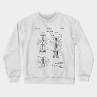 Cork Screw Patent - Wine Art - Black And White Crewneck Sweatshirt